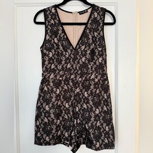 Black and Cream Lace Romper